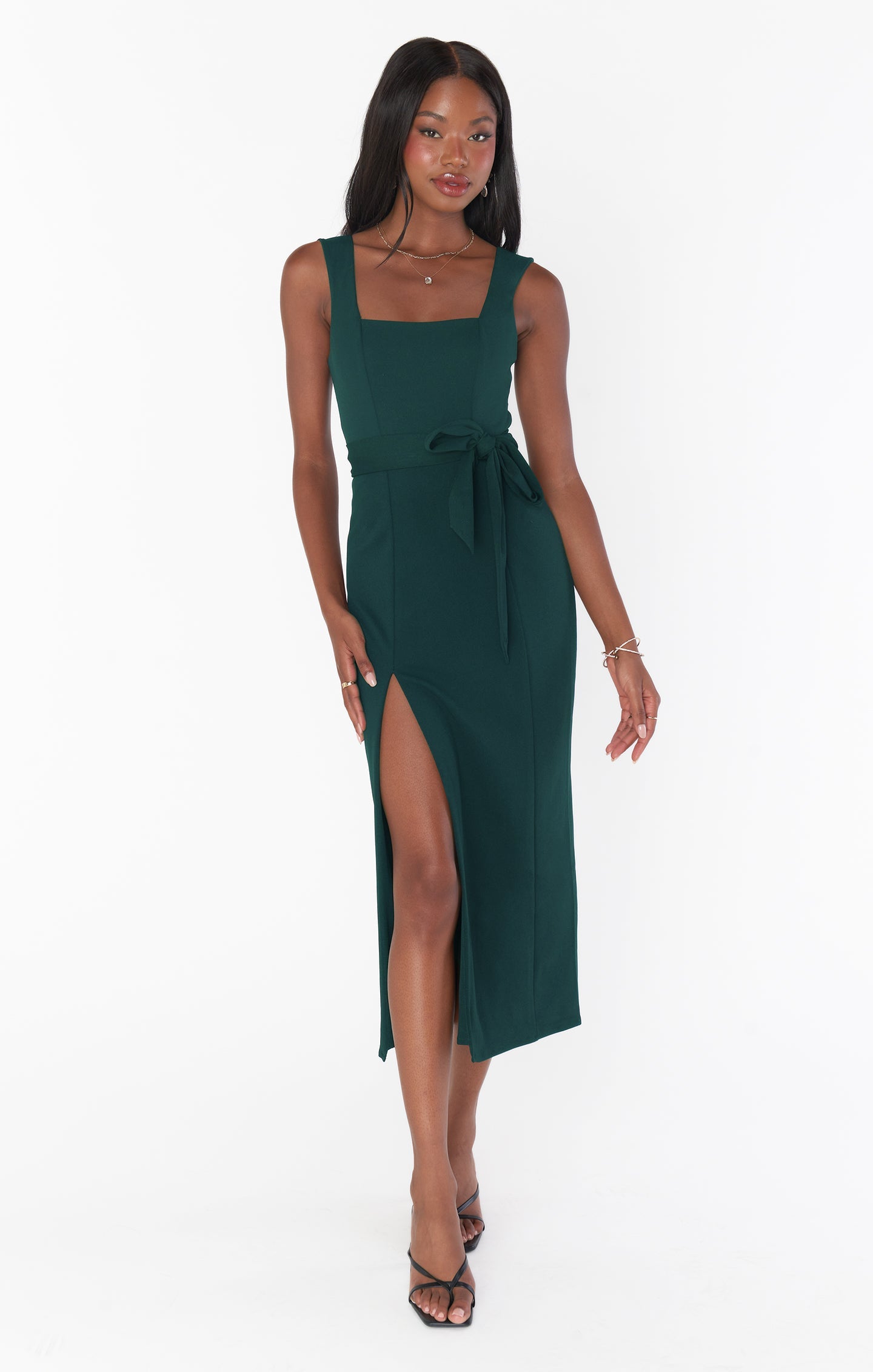 Eden Midi Dress ~ Emerald Stretch