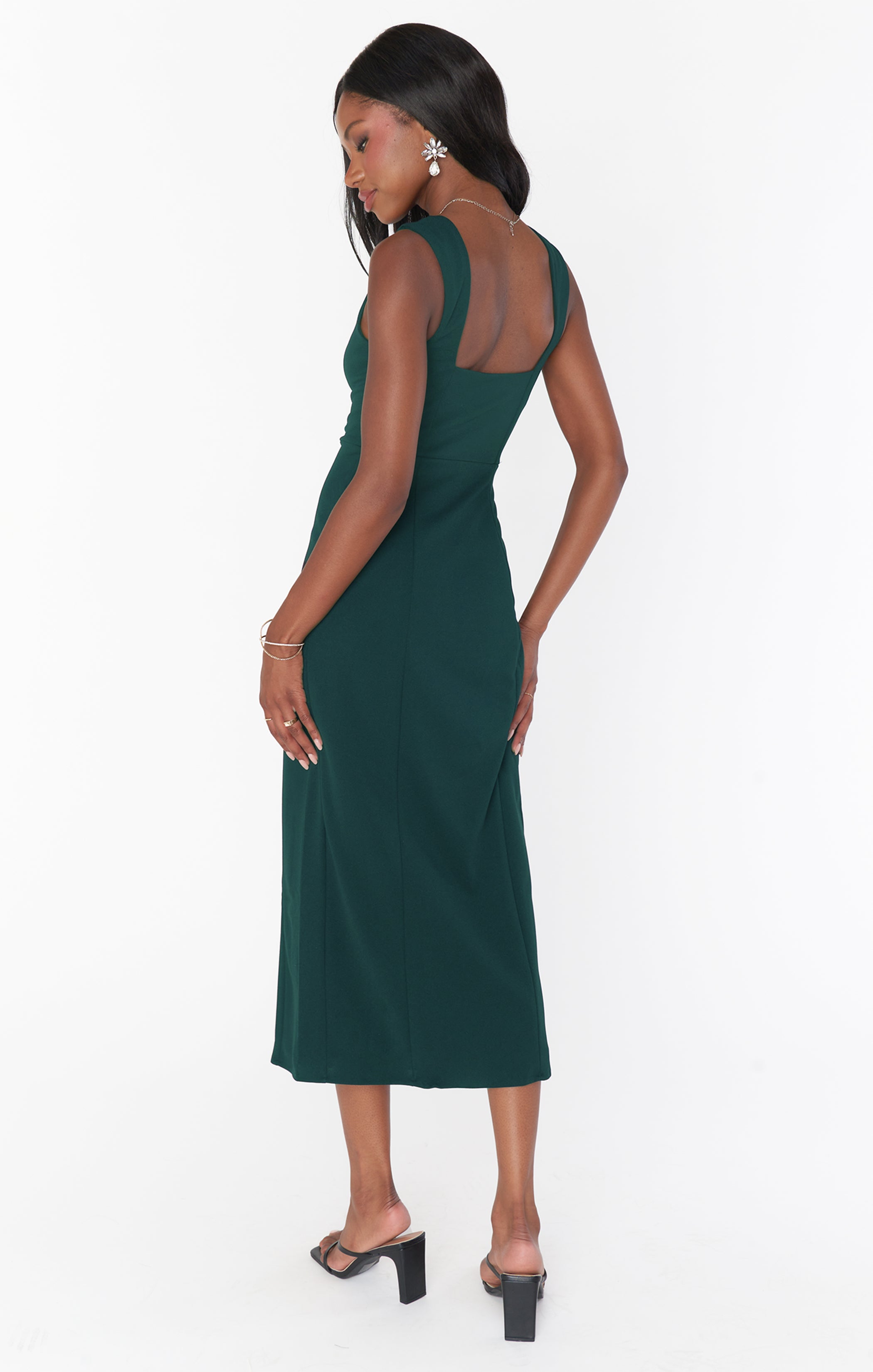Eden Midi Dress ~ Emerald Stretch