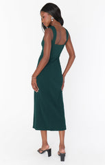 Eden Midi Dress ~ Emerald Stretch