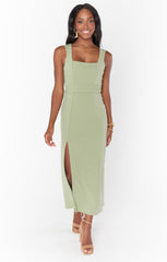 Eden Midi Dress ~ Moss Green Stretch