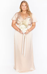 Rome Twist Gown ~ Champagne Luxe Satin