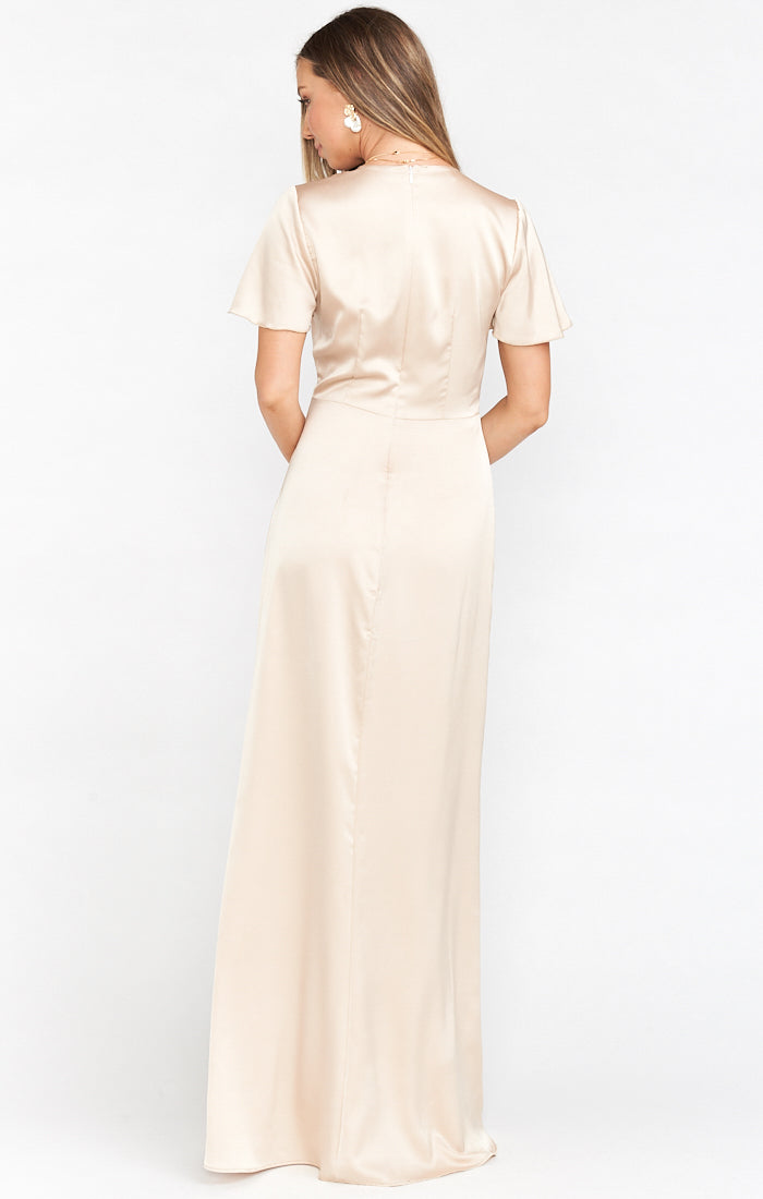 Rome Twist Gown ~ Champagne Luxe Satin