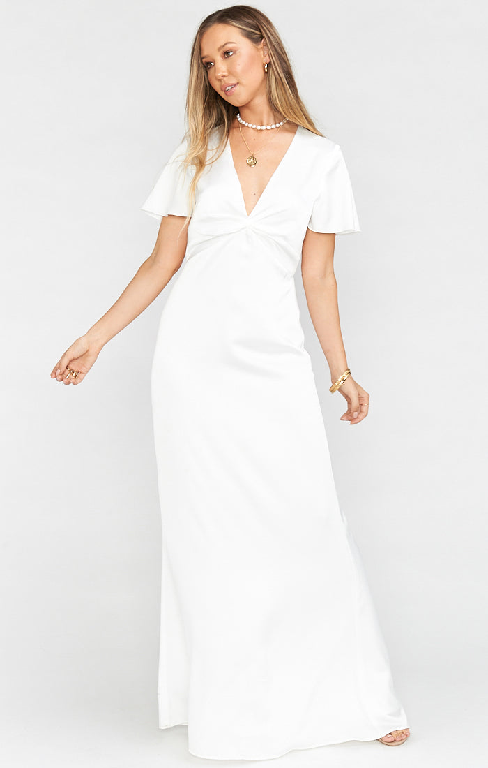 Rome Twist Gown ~ Ivory Luxe Satin