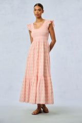 Chessie Fragrance Print Cotton Maxi Dress - STRAWBERRY MACAROON