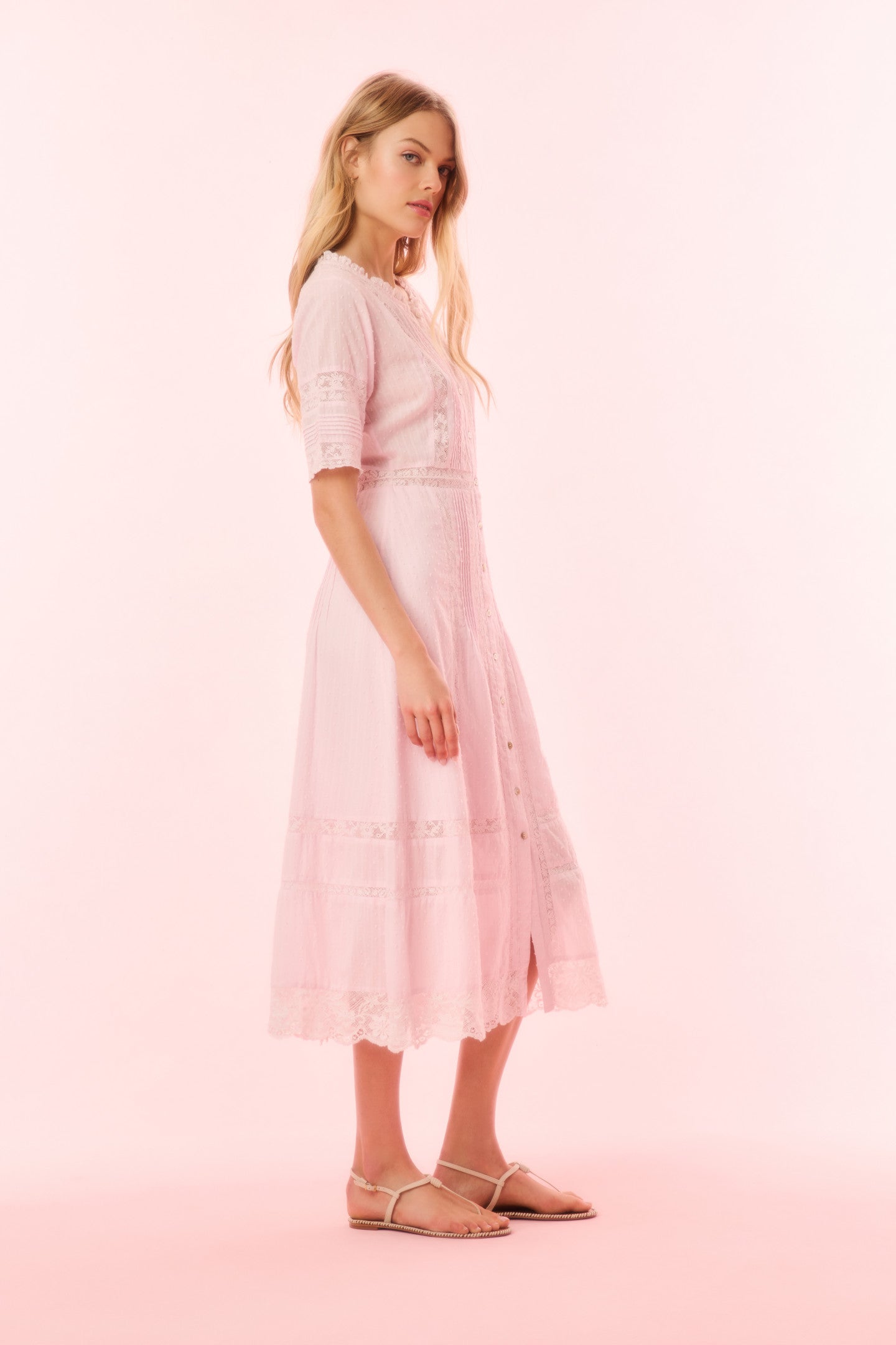 Francilla Cotton Midi Dress - BALLERINA PINK