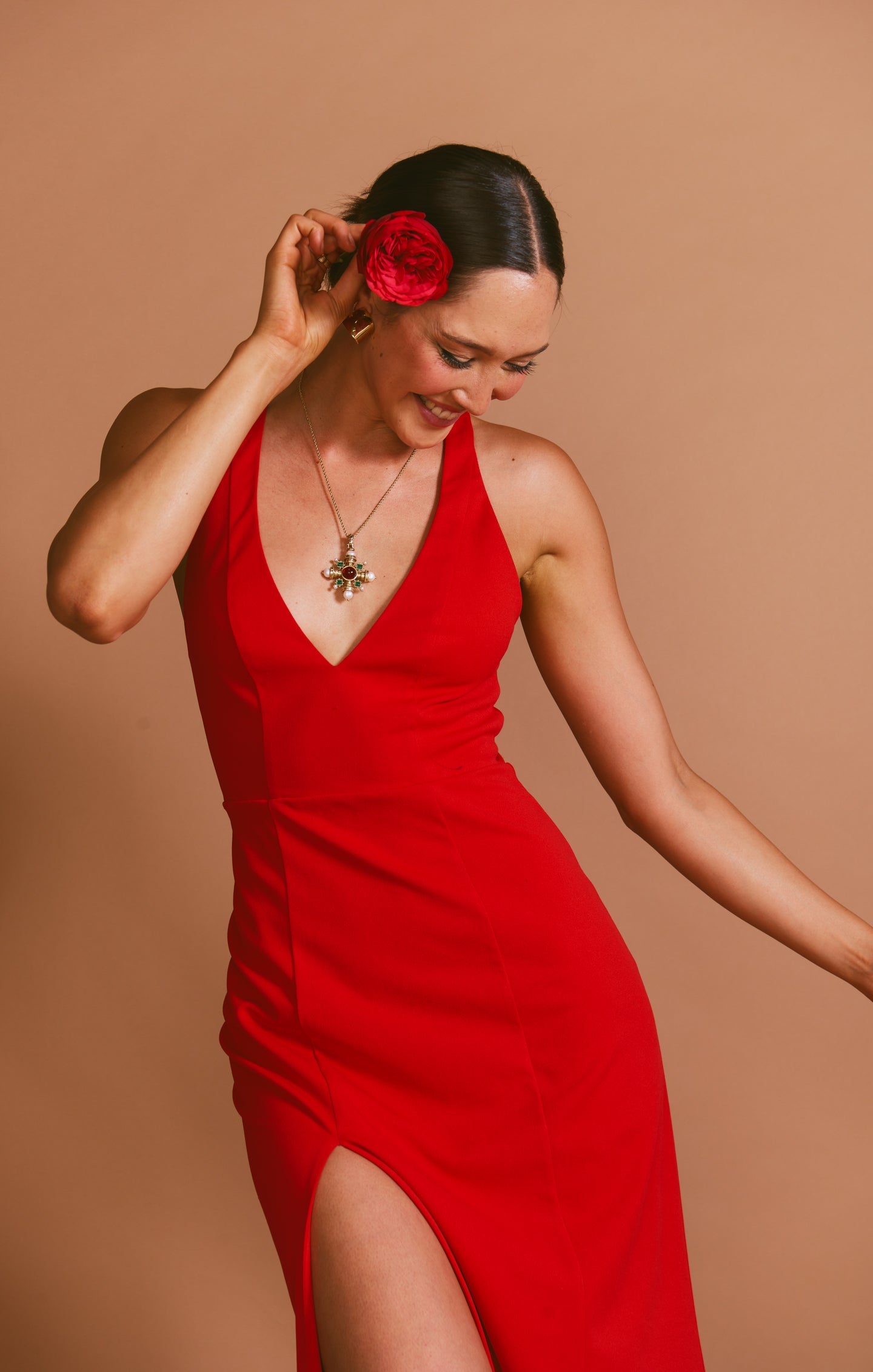 Rachel Maxi Dress ~ Red Stretch