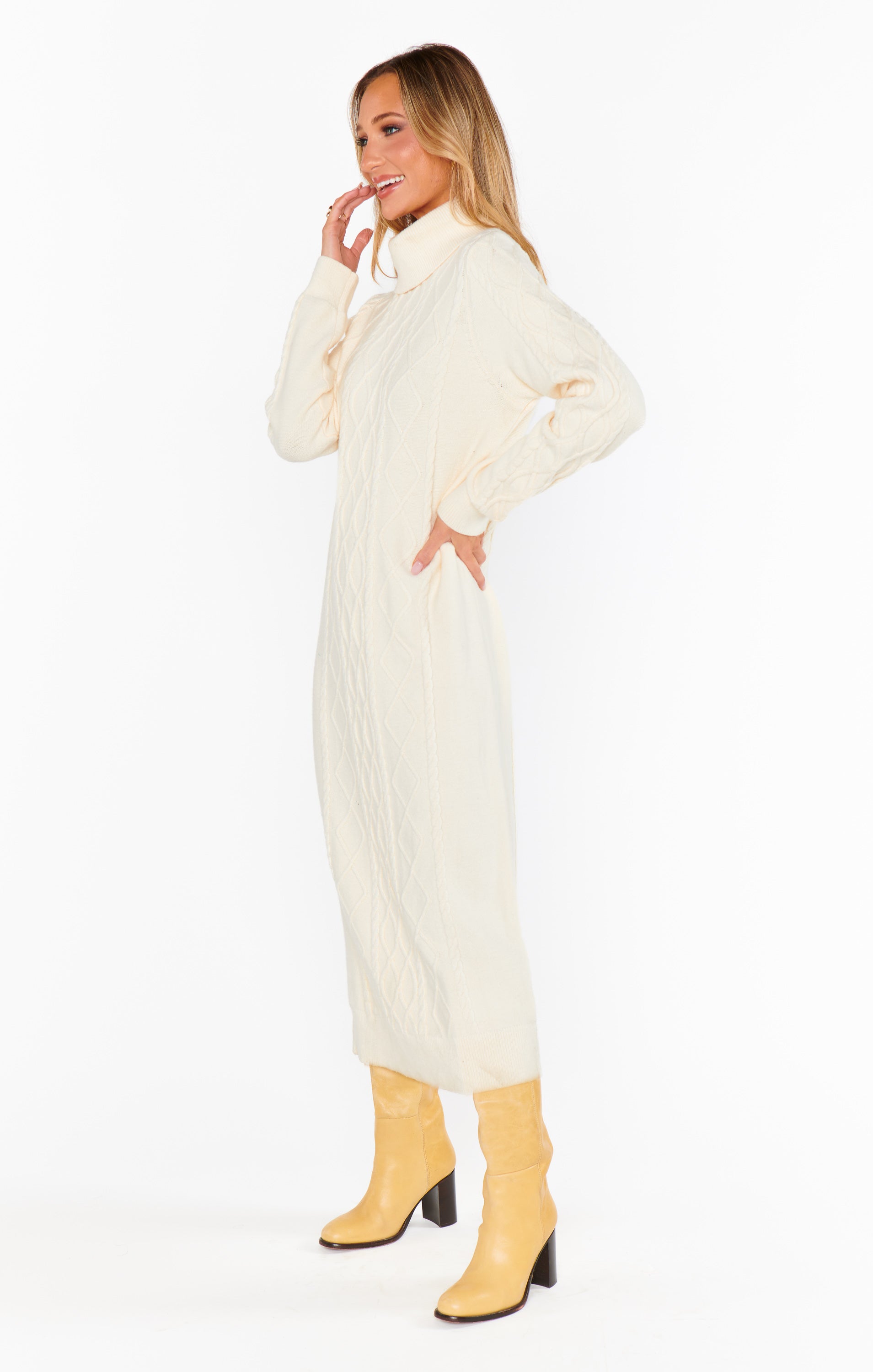 Montreal Midi Dress ~ Cream Cable Knit
