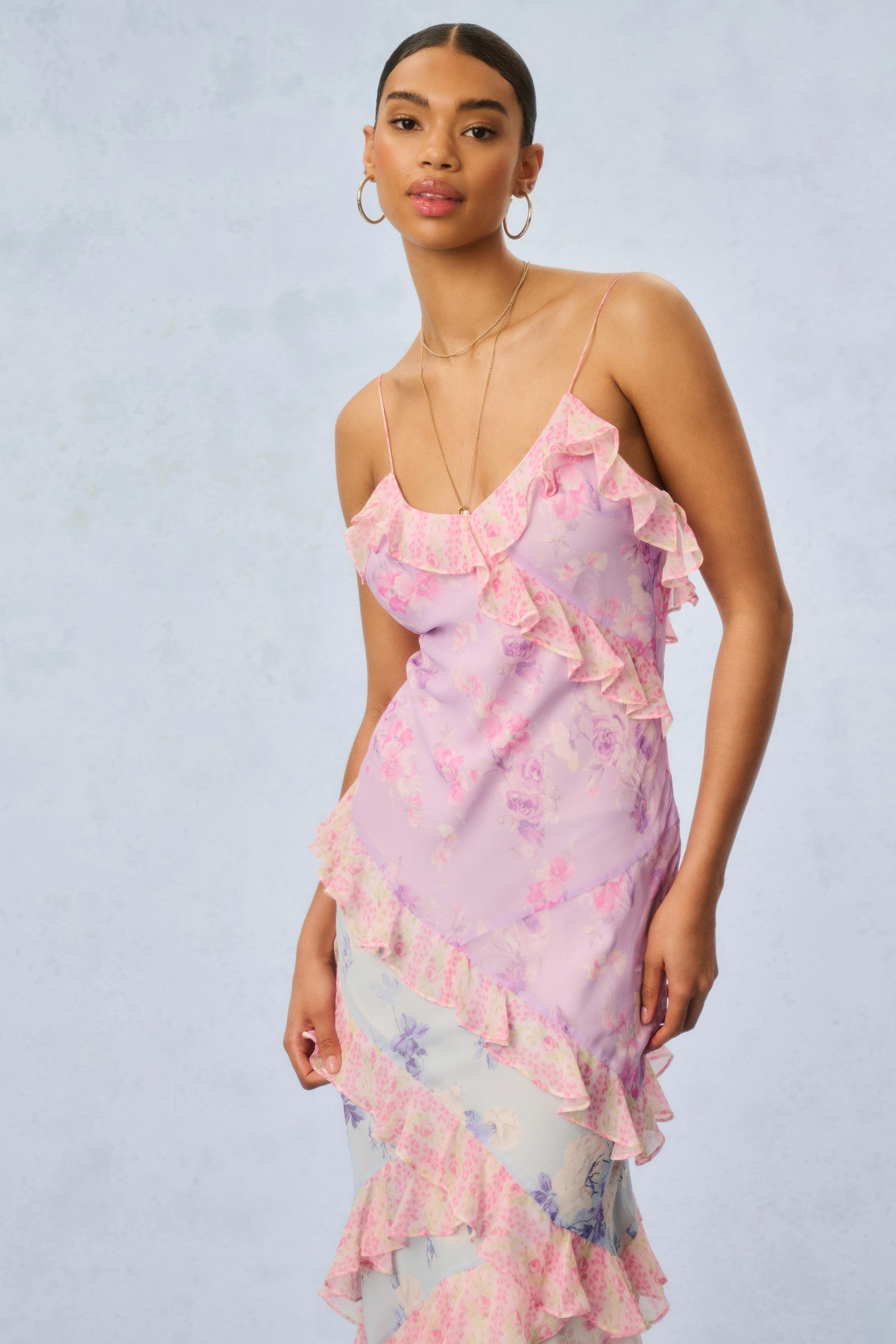 Rialto Silk Mixed Heirloom Print Dress