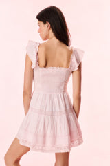 Rietta Cotton Lace-Trimmed Mini Dress - BALLERINA PINK