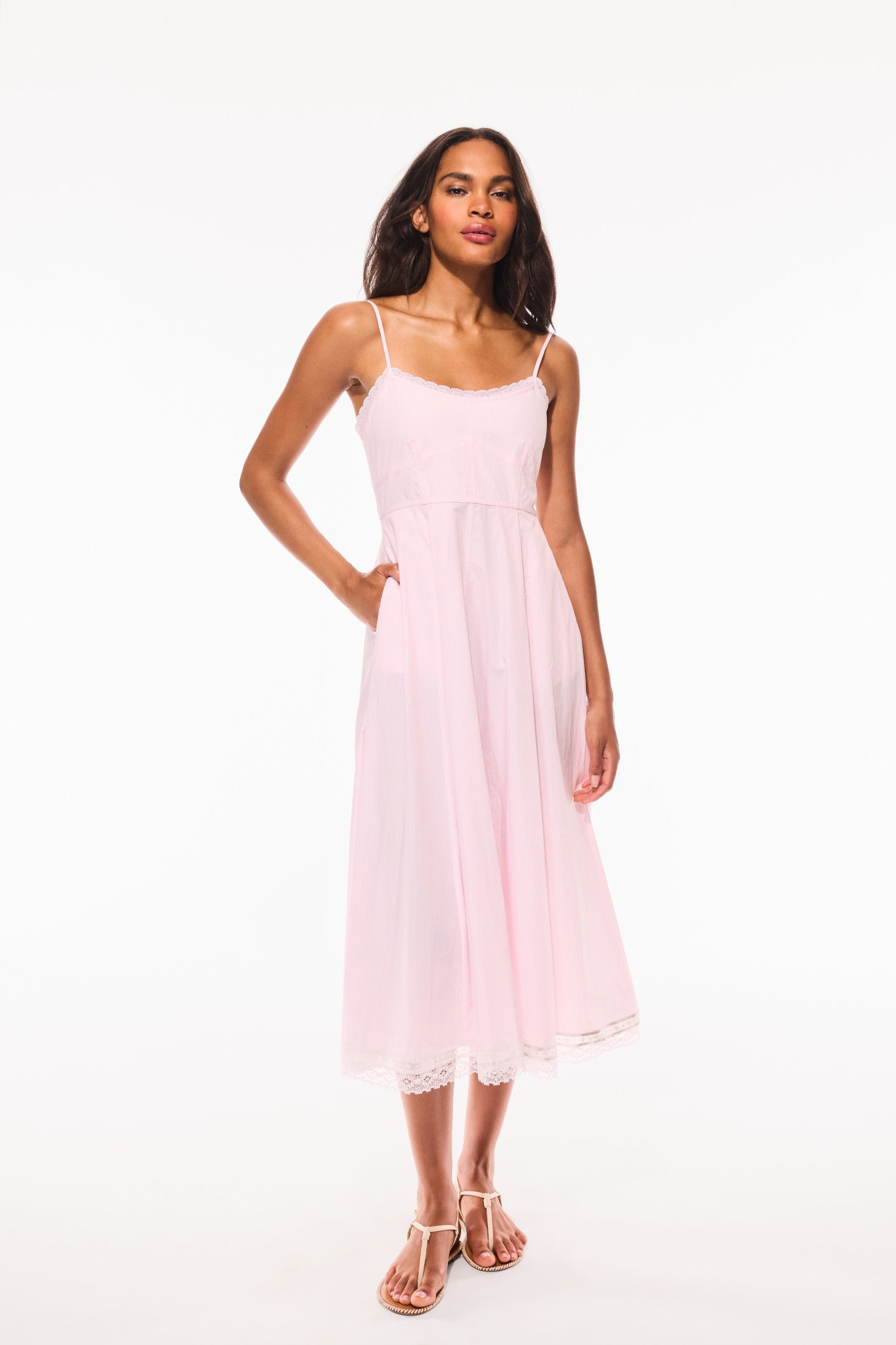 Sandara Cotton Pinstripe Midi Dress