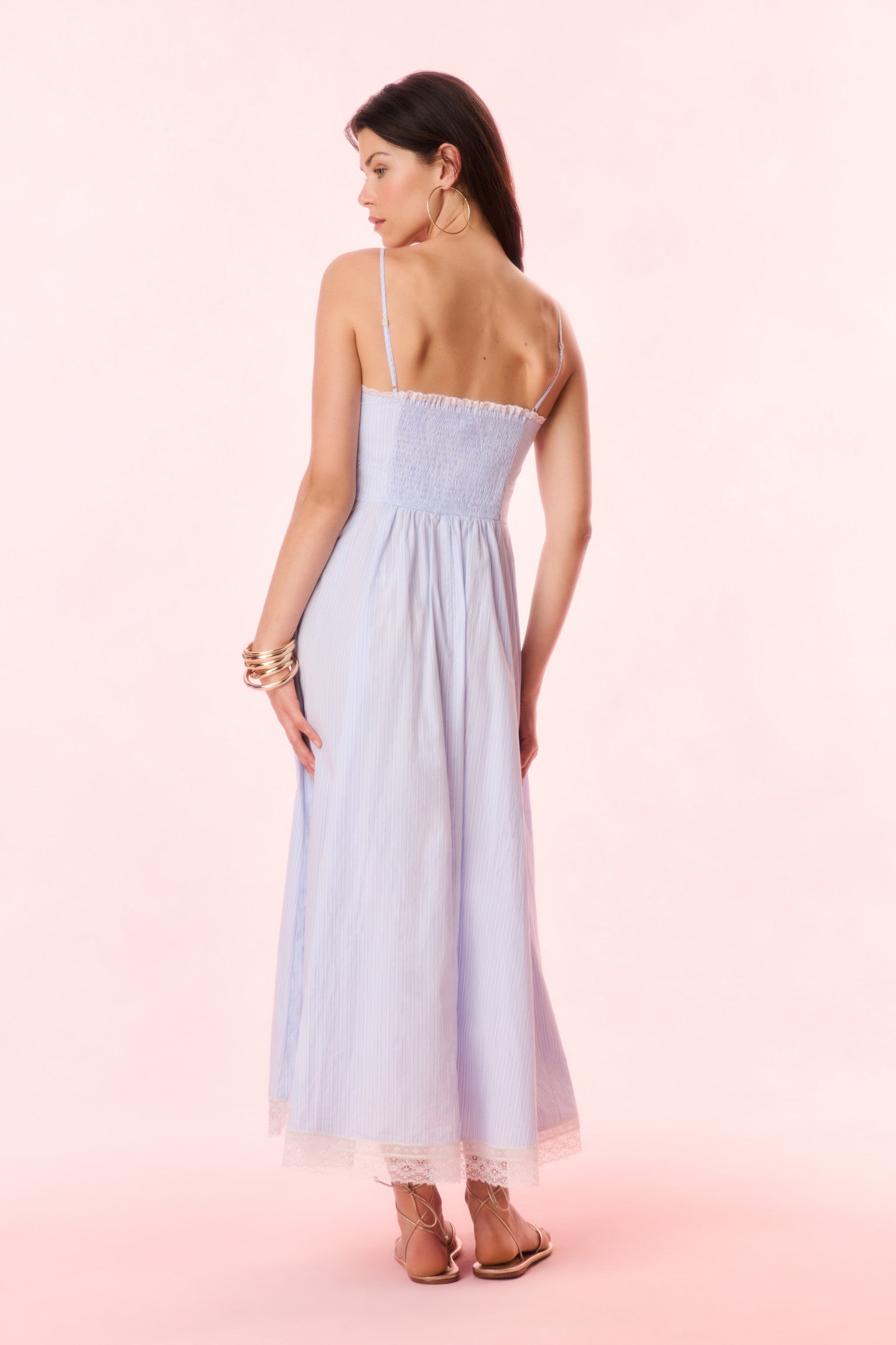 Sandara Cotton Pinstripe Midi Dress