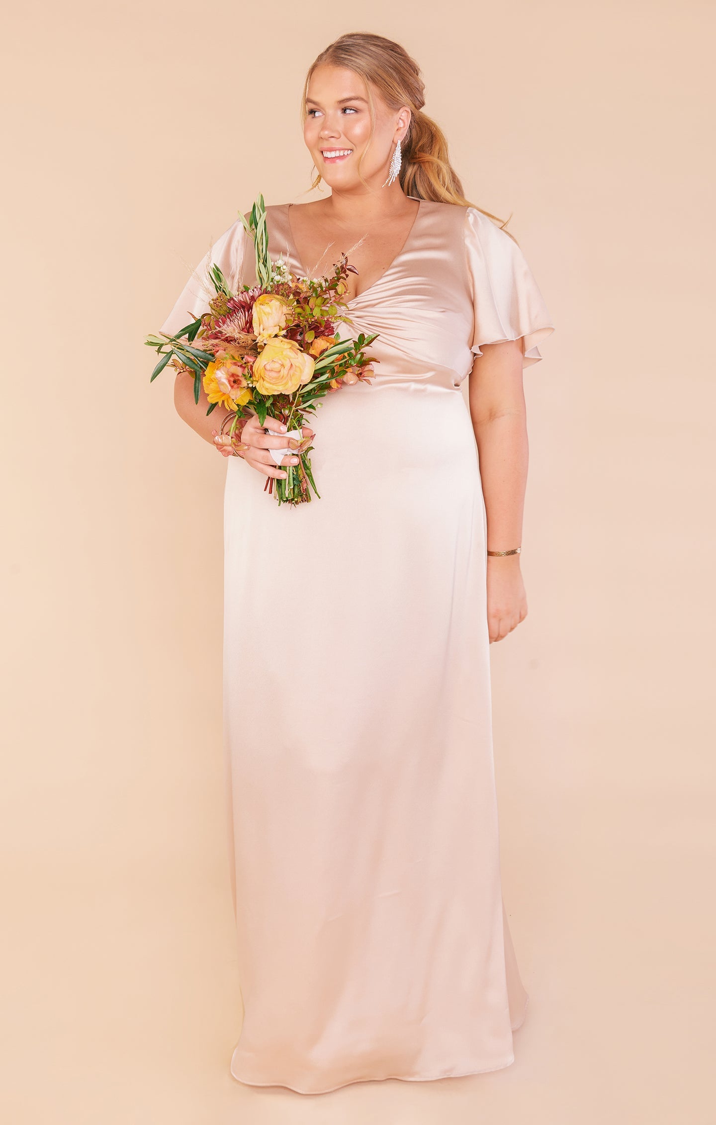 Rome Twist Gown ~ Champagne Luxe Satin