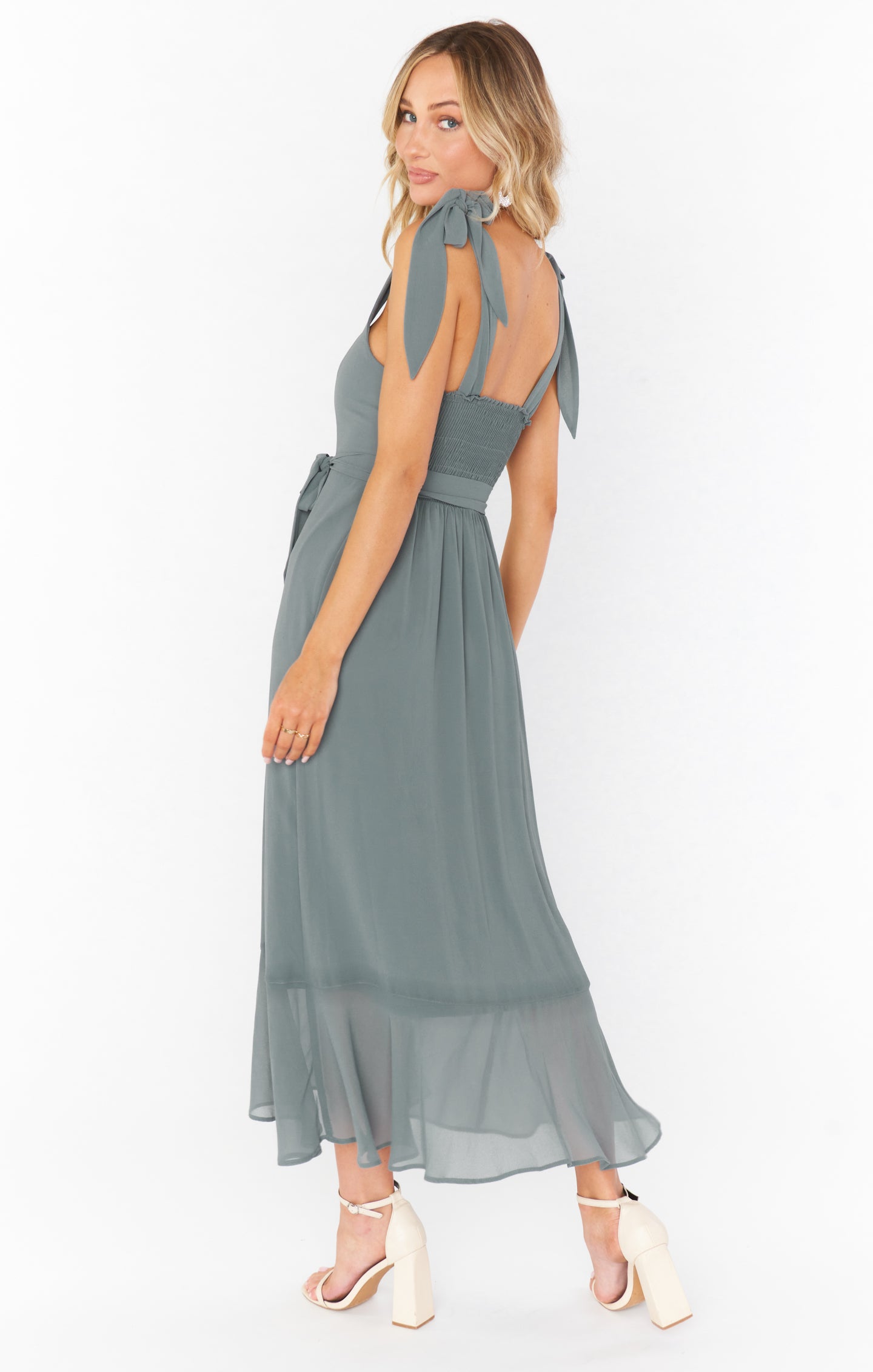 Claire Midi Dress ~ Deep Sage Chiffon